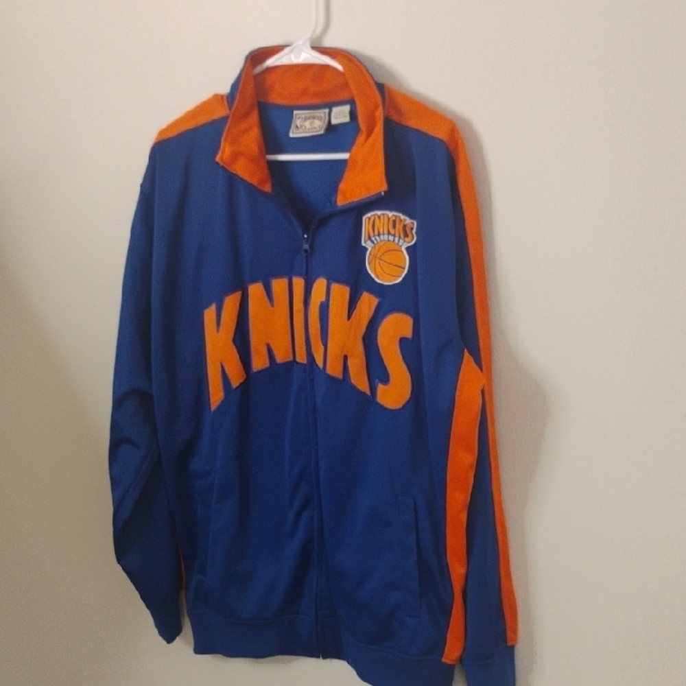 Hardwood Classic NBA Knicks Blue and Orange Zip-Up Sweater XL Tall - Picture 6 of 6